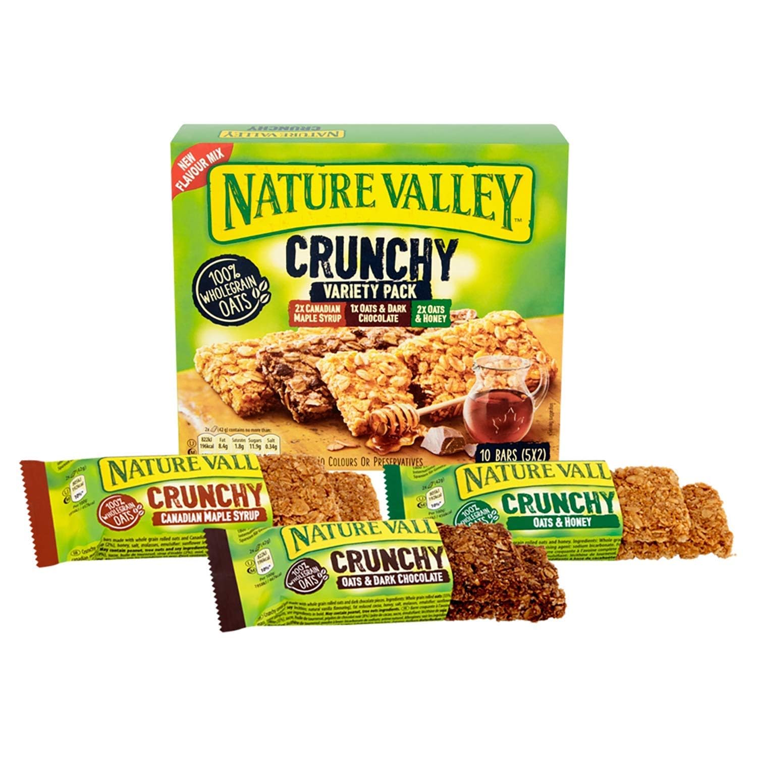 Natures Valley Crunchy Variety Pack, 10 Granola Bars, Canadian Maple Syrup, Oats & Dark Chocolate, Oats & Honey 210 Grams (From UK) - Image 4 thumbnail