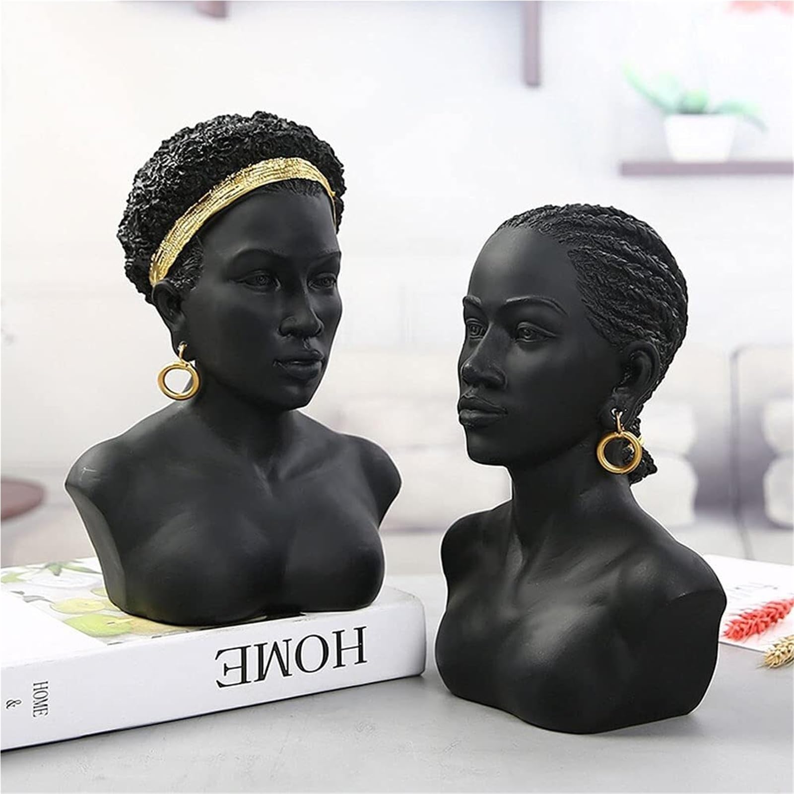 Decoración para el hogar Esculturas artísticas de Busto Negro, Estatua afroamericana decoración Moderna, Mujer Creativa Resina Regalos para recién Casados