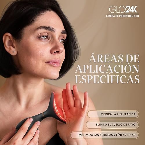 Miniatura 2 de GLO24K - Dispositivo de belleza facial y cuello con luz roja, herramienta de masajeador facial 3 en 1 con LED y vibración para revitalización