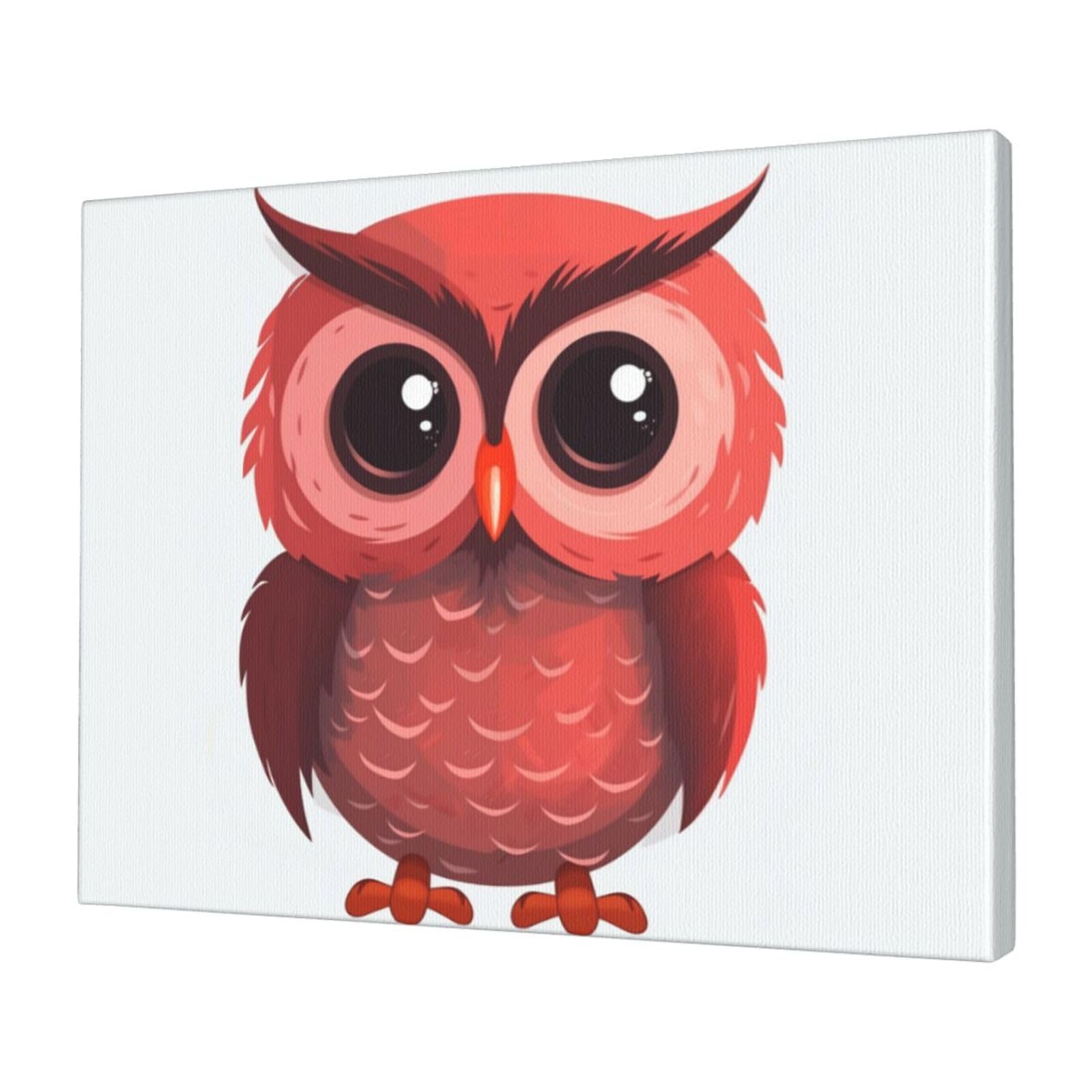 FodPand Canvas Wall Art for Living Room Wall Decor 12"x16" Modern Artwork Painting Pictures Hanging Canvas Prints Cute red owl Aesthetic Wall Art for Bedroom Bathroom Office Wallart Decor
