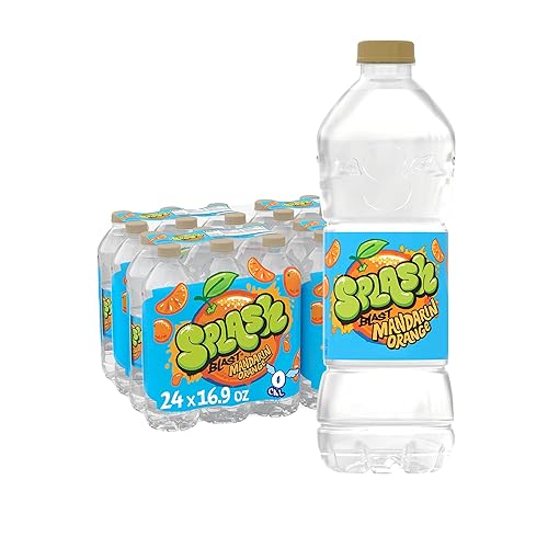 Splash Blast, Bebida de agua saborizada, sabor a naranja mandarina, botellas de plástico de 16.9 onzas líquidas, paquete de 24
