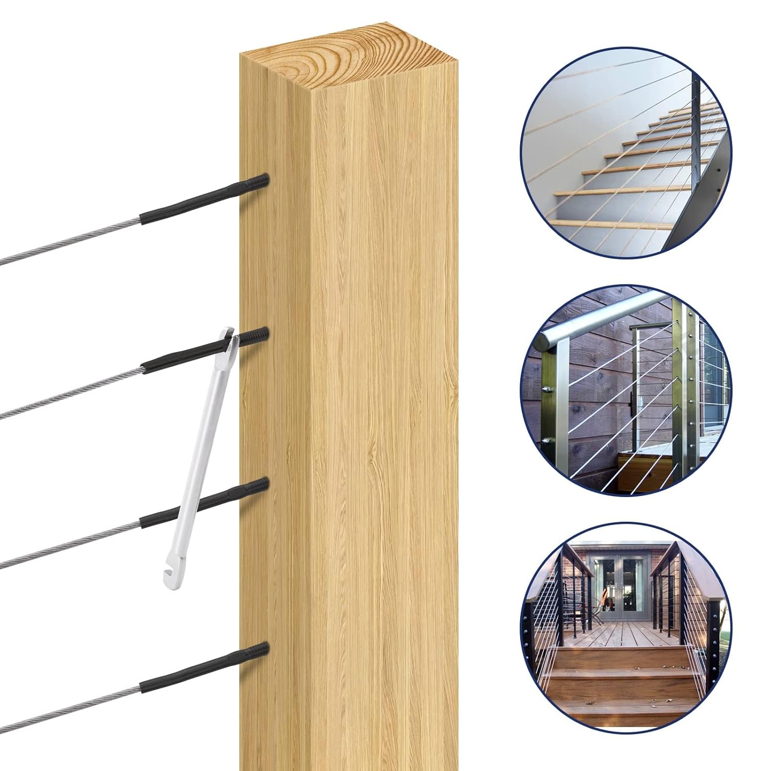60 Pack T316 Stainless Steel Black Cable Railing Kit, 1/8" Swage Threaded Stud Tension End Fitting Terminal for Wood/Metal 2x2 Posts, Deck Cable Railing Hardware, HF009B