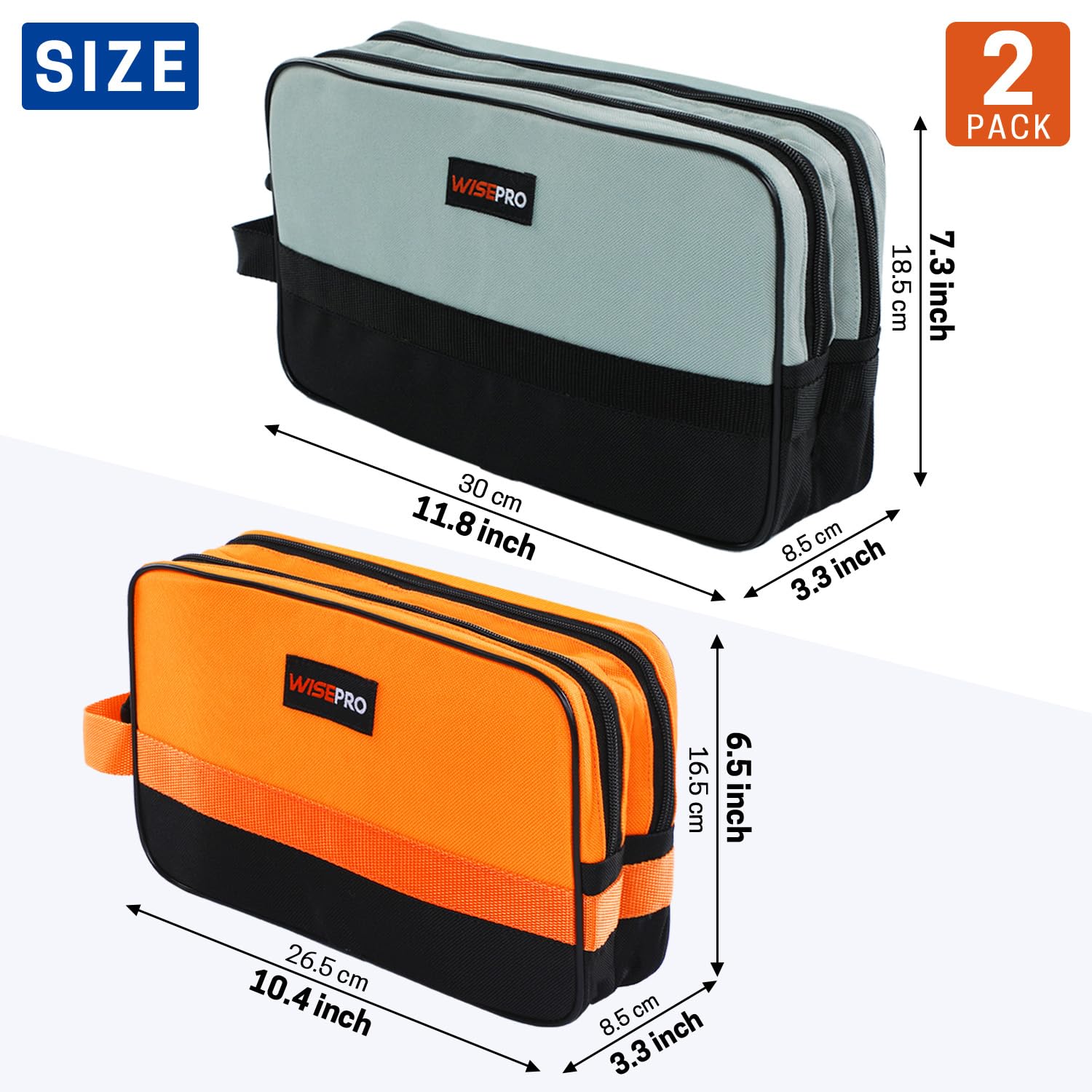 WISEPRO Tool Pouch Set, Multipurpose Zipper Tool Pouch with Dual Compartment - Image 2