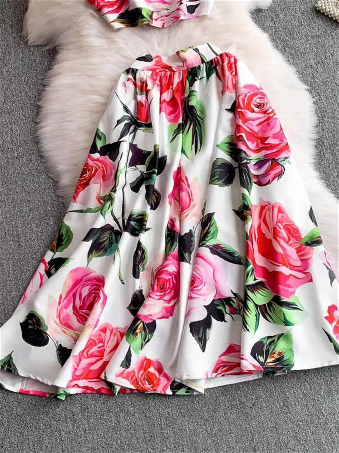 Vestido largo de playa sexy floral para mujer, top corto, chaleco de vacaciones con estampado midi