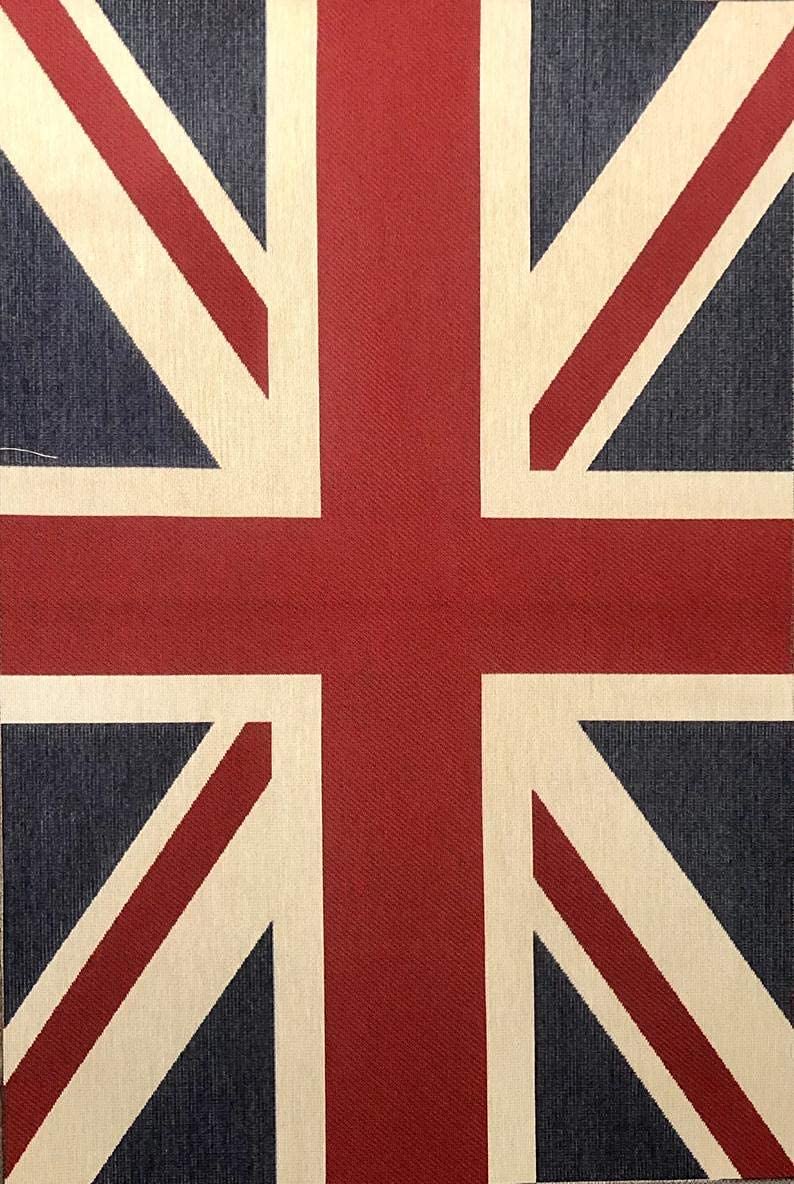Lushfabric Uk Small 50X35cm Uk & Usa Banner Retro Flag Linen Look Heavy Crown Jacquard Gobelin Upholstery Cotton Cushion Panel Fabric - Sold By The Panel (Uk Small 50X35cm)
