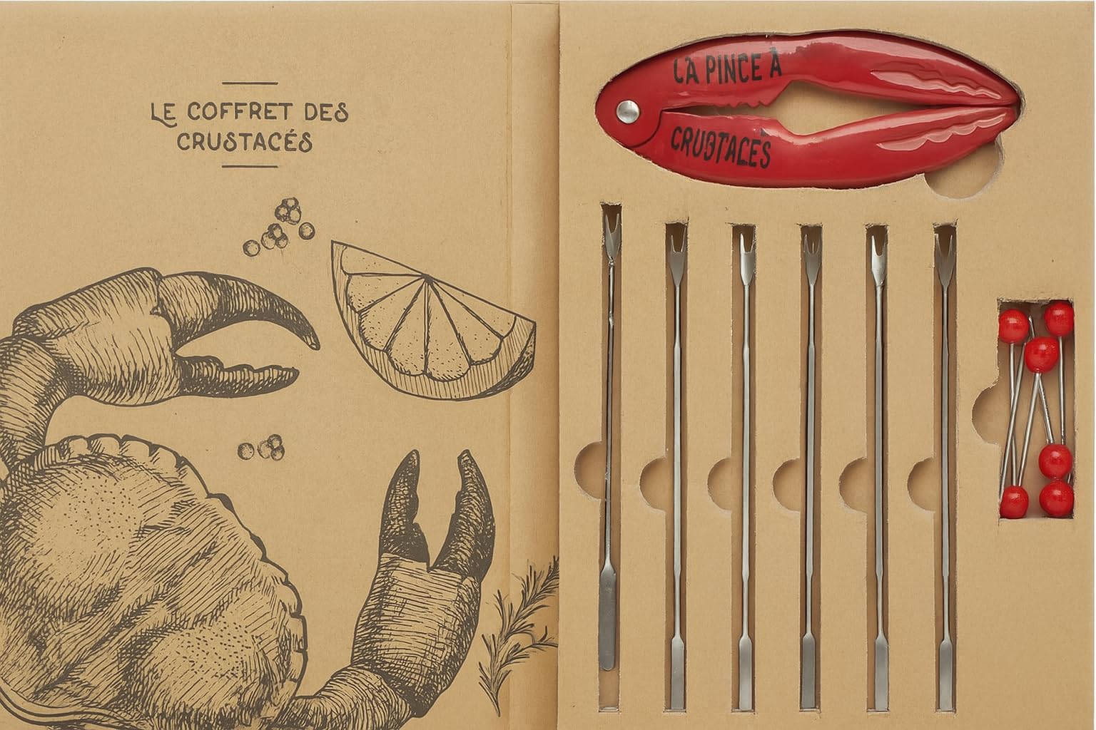 Kit d'outils pour fruits de mer - Pince à crabe en acier inoxydable - Fourchettes homard, ouvre-bol et pince à noix rouge - 13 pièces - Couverts crabes et homards de qualité supérieure dans une boîte