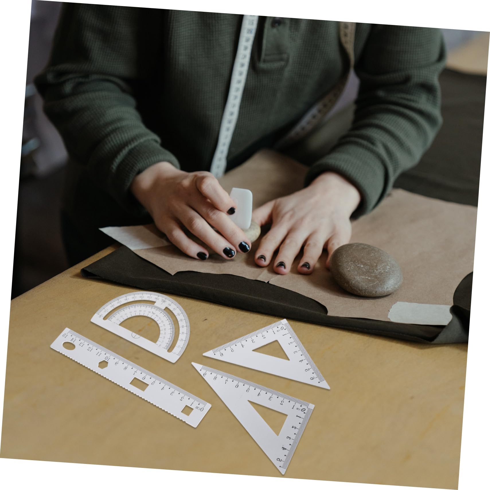 SEWACC Juego de Papelería de 4 Piezas Reglas de Metal de Aleación de Aluminio Plateadas, Portátil y Conveniente para Uso Escolar y Oficina