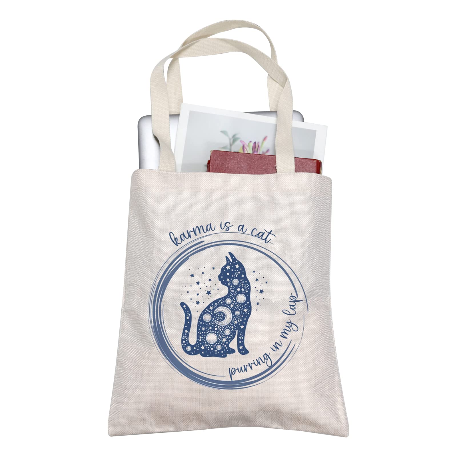 FOTAPSinger Tote Bag Album Idea Gifts Karma is a Cat Purring in My Lap Lyrics Inspired Tote Bag Singer Merchandise