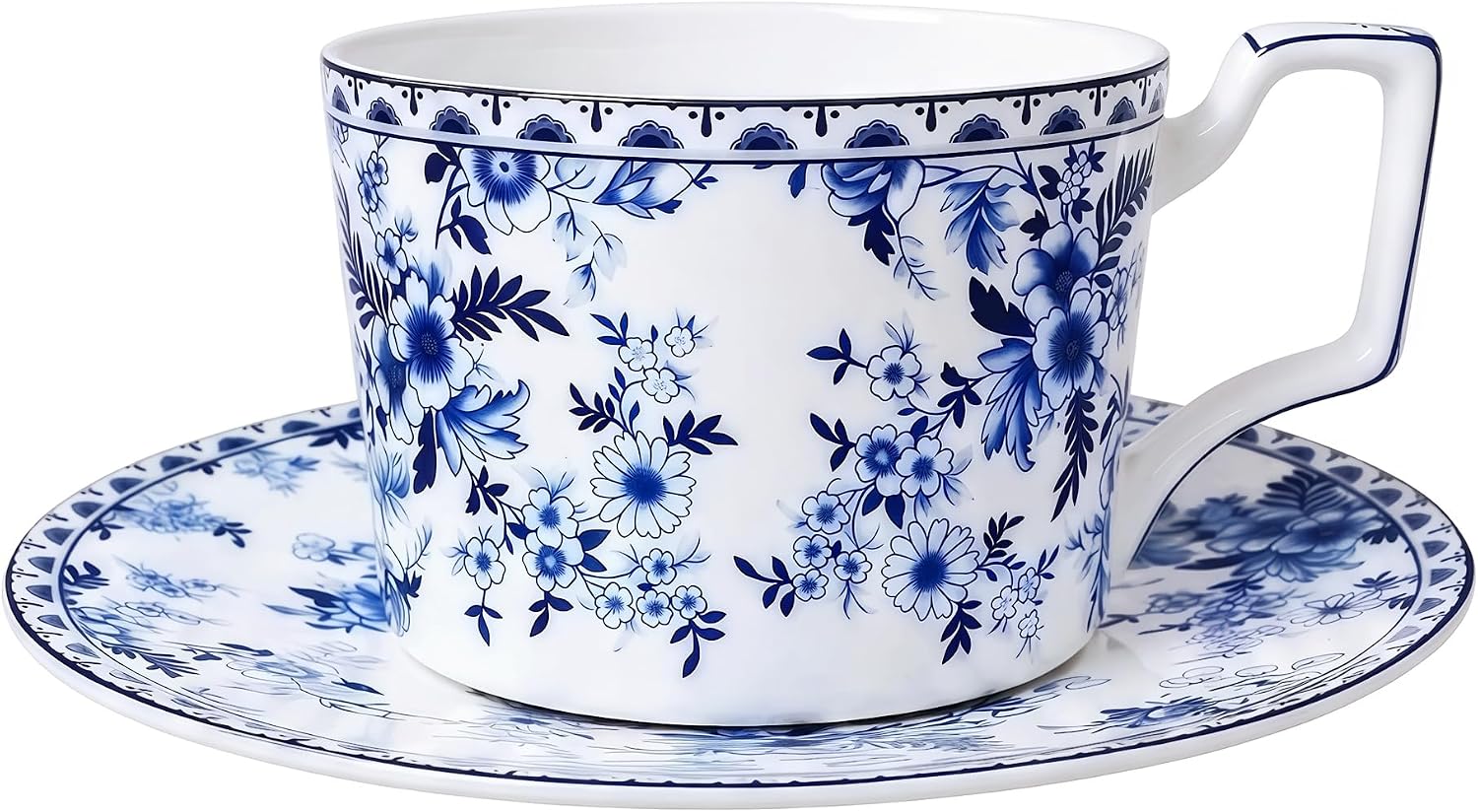 8.5 oz Floral Bone China Tea cup and Saucer Set for Tea Party Afternoon Tea