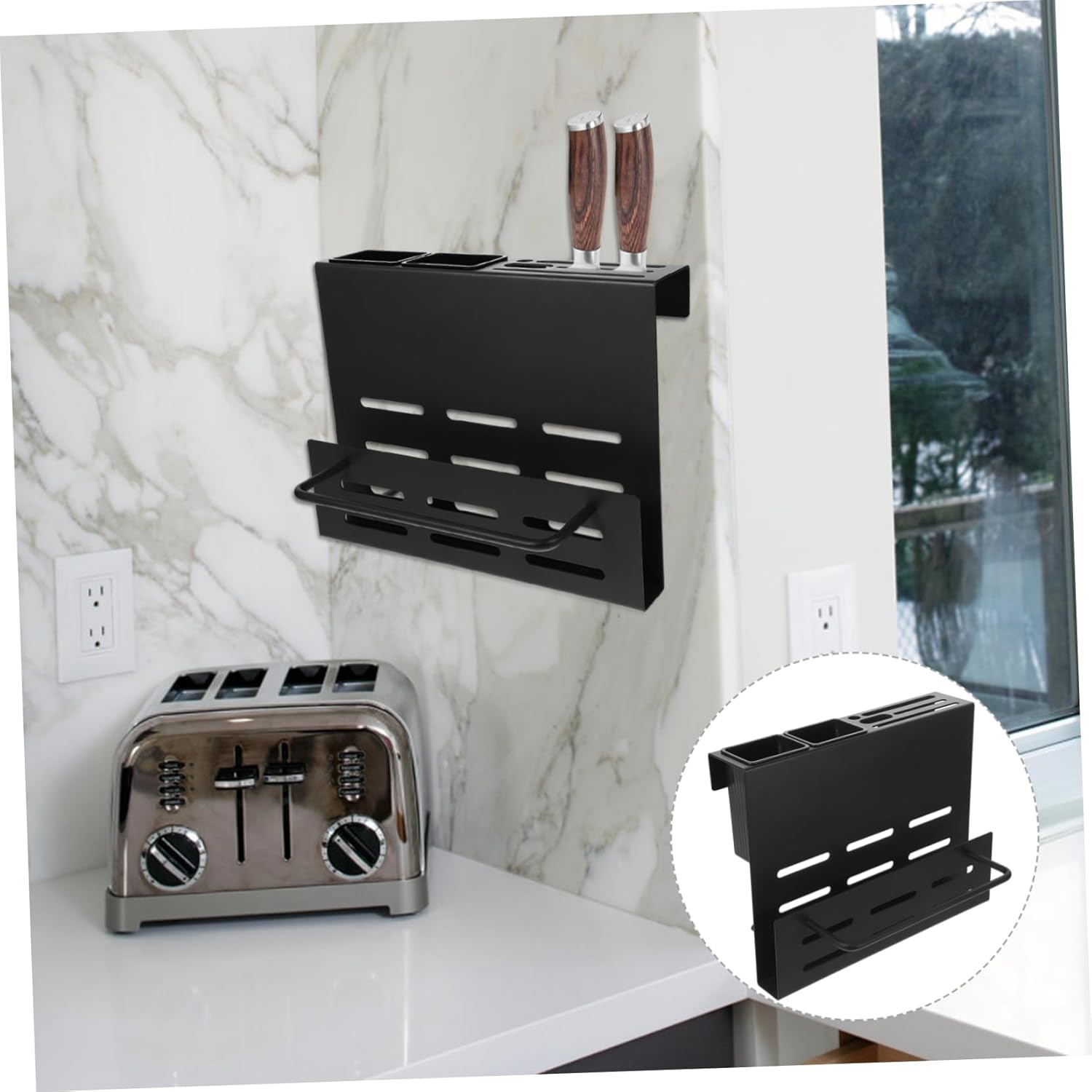 Wall Mounted Cutlery Holder Convenient Kitchen Utensil Organizer Cutting Board Storage Stylish Design for Clean -saving Knife and Spoon Holder