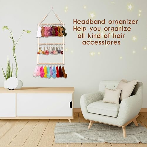 Miniatura 7 de YOcity Organizador de diadema para niñas, diademas de bebé, accesorios para el cabello, organizador de lazos para el cabello, decoración colgante