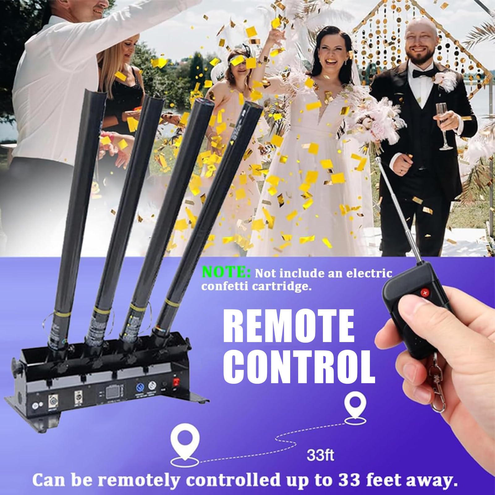 Máquina de cañón de confeti Máquina lanzadora de confeti Cañón eléctrico portátil de 4 disparos DJ profesional para escenarios Bodas Fiestas