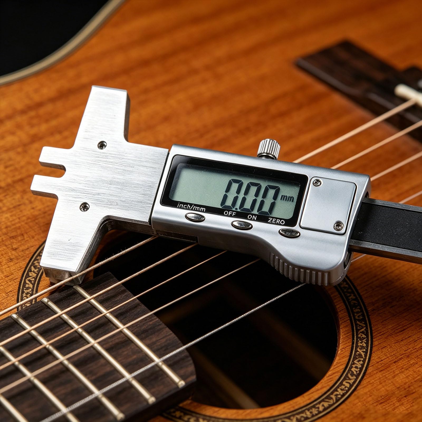 Règle d'action des cordes de guitare en aluminium avec affichage numérique Règle de distance pour des mesures rapides Outil de mesure de la hauteur de guitare
