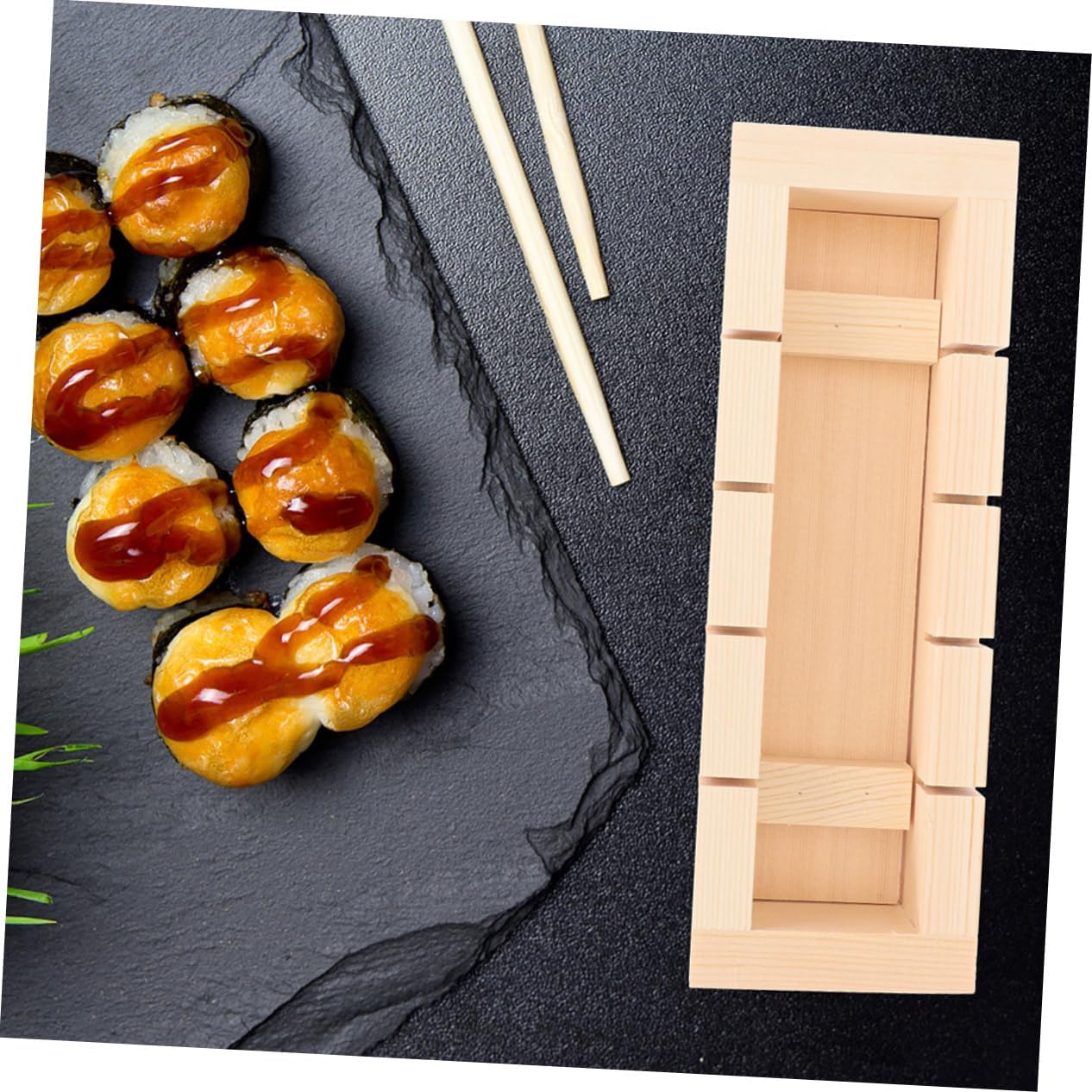 ABOOFAN 2pcs Wooden Sushi Press Mold for Making Non-stick Rice Roll Mold for Home and Restaurant Use Natural Tool for Creative