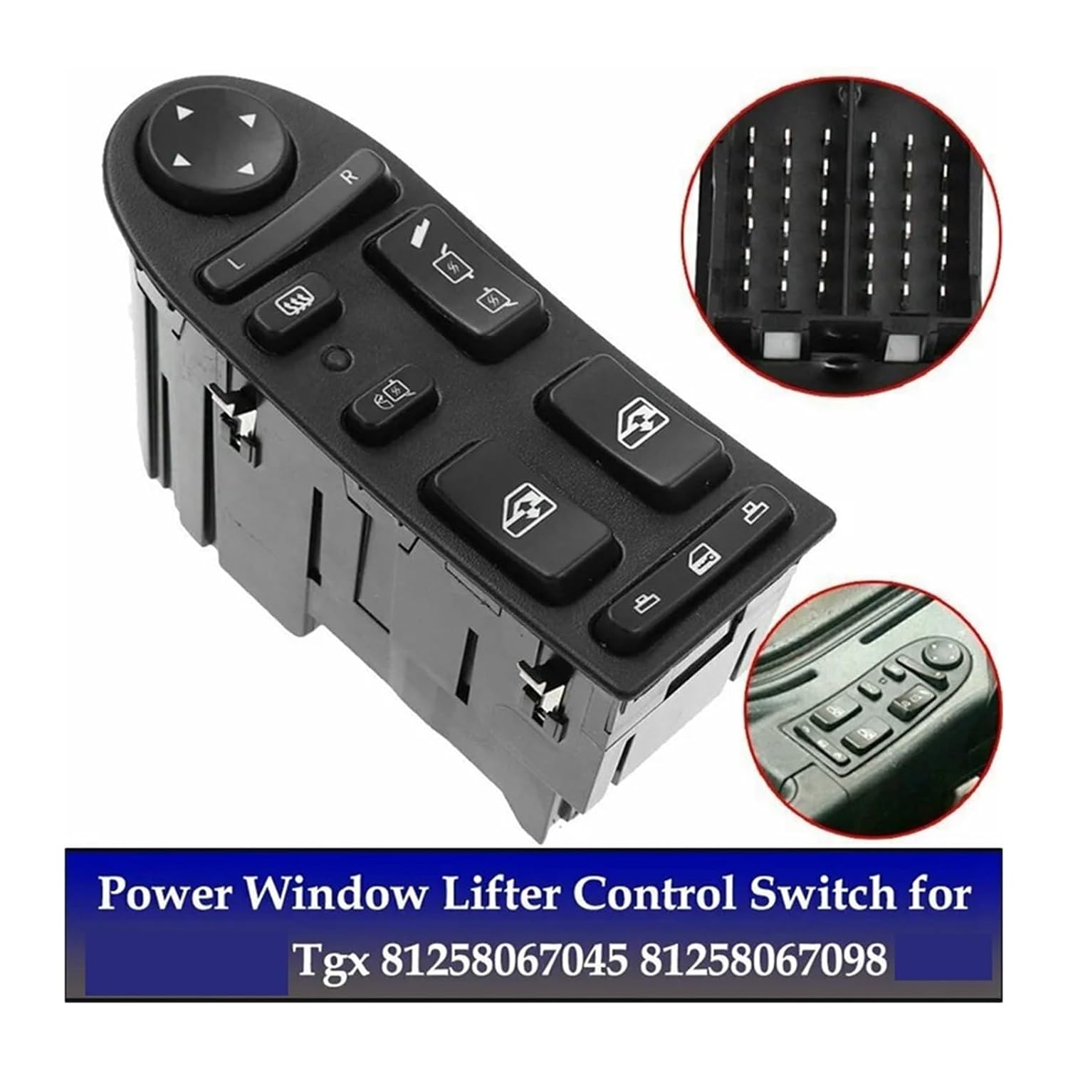81258067098 Car Front Left Driving Side Power Window Lifter Switch Compatible with MAN TGA TGX