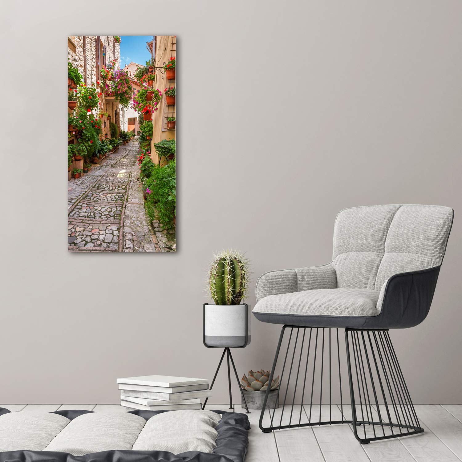 Tulup Impression sur Verre de 50x100 cm Image Tableau Photo décorative panoramique pour la Cuisine et Le Salon - Spectacles et Architecture - Ombrie Italie - Vert