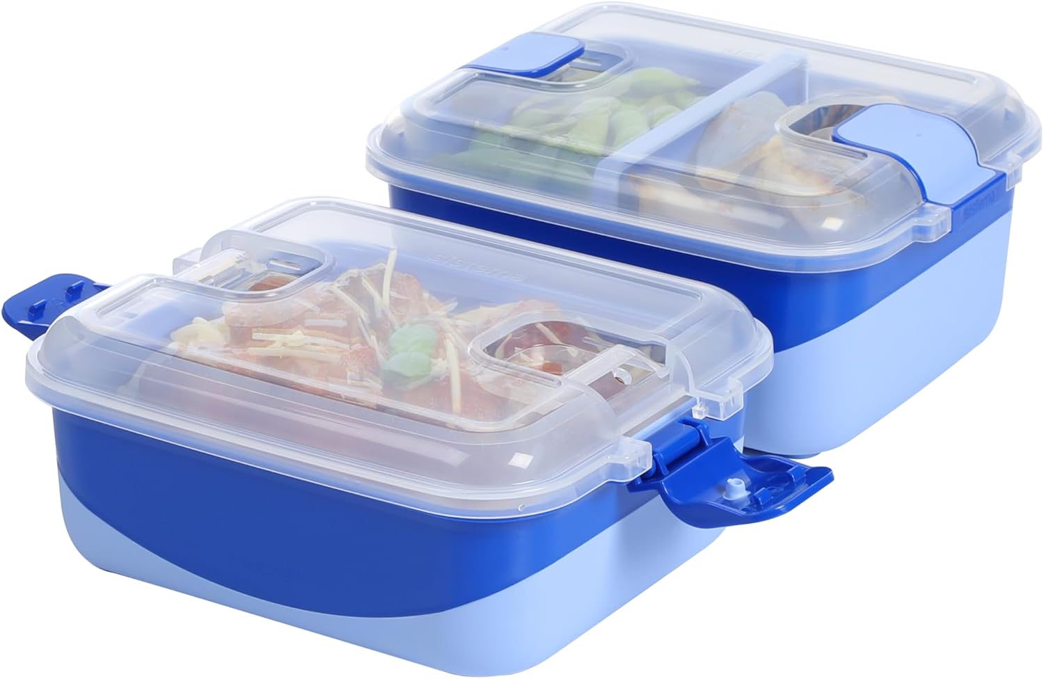 Sistema Heatables Microwave Food Containers Set | 1L & 1.35L | Leakproof Meal Prep Containers with Lids | 2 Count | Lazuli Blue Rectangles