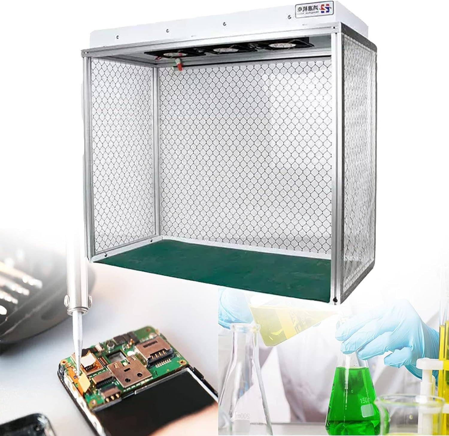 Qiang Tragbare Laminar Air Flow Anti Staub Arbeitsbank,Staubfreier Arbeitsraum,Vertikale Laminar Flow Haube Luftstrom Reinigungsbank Mit DREI Ventilatoren Und Filter,Für Staubfreies Arbeiten,220V