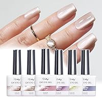Vista 13 de vettsy Magnetic Gel Nail Polish Set with Magnet, 6 Colors Cat Eyes Gel Polish Kit with Cat Eyes Effect for DIY Nail Art Manicure at Home (Brownie)