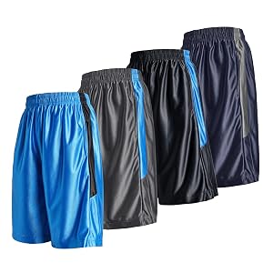 Gary Com 4 Pack Mens Basketball Shorts Gym Workout Athletic Quick Dry Shorts with Deep Pockets and Elastic