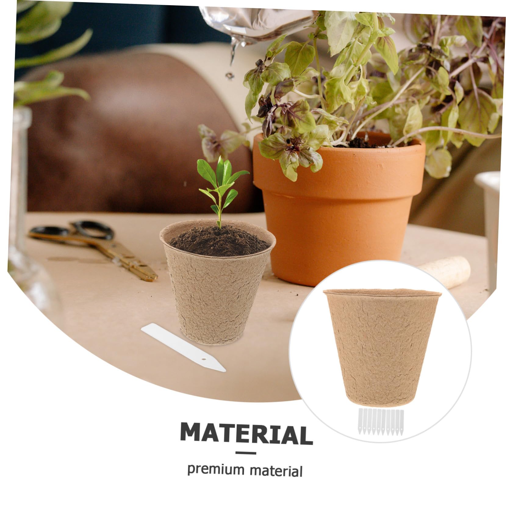 Vasi da Vivaio in Polpa di Torba Biodegradabili 110 Pezzi Etichette per Germinazione e Trapianto, Kit per Giardinaggio Domestico e Coltivazione in Vaso Ecologico