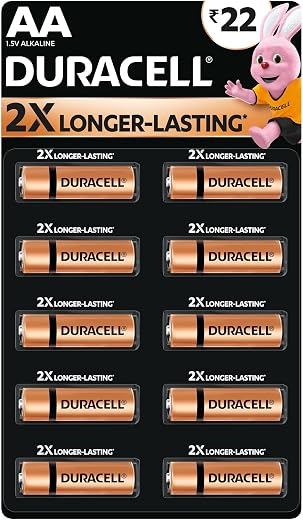 Duracell Alkaline AA Battery, Pack of 10, Everyday Devices, Clock, Toy, Remote