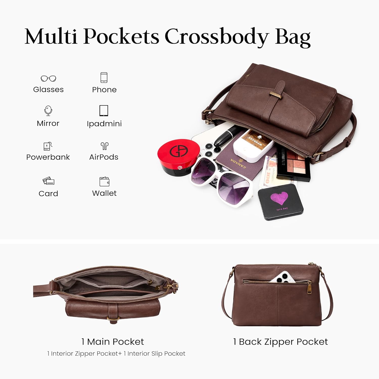 befen Genuine Leather Crossbody Bags for Women Soft Small Leather Purse with Built in RFID Wallet Trendy Shoulder Handbags - Image 4