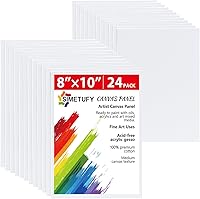 Simetufy 8x10 Inch Canvas Panels 24 Pack - Triple Primed 100% Cotton Boards, Acid-Free Gesso for Acrylic Oil Watercolor Painting