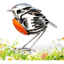 Metal Robin Garden Ornament, Handmade Metal Robin Bird Art Sculpture,Scrap Metals Art Bird Sculpture, Rustic Fork & Spoon Cutlery Craft Statue for Home Garden Office Decor,Unique Gift for Bird Lovers