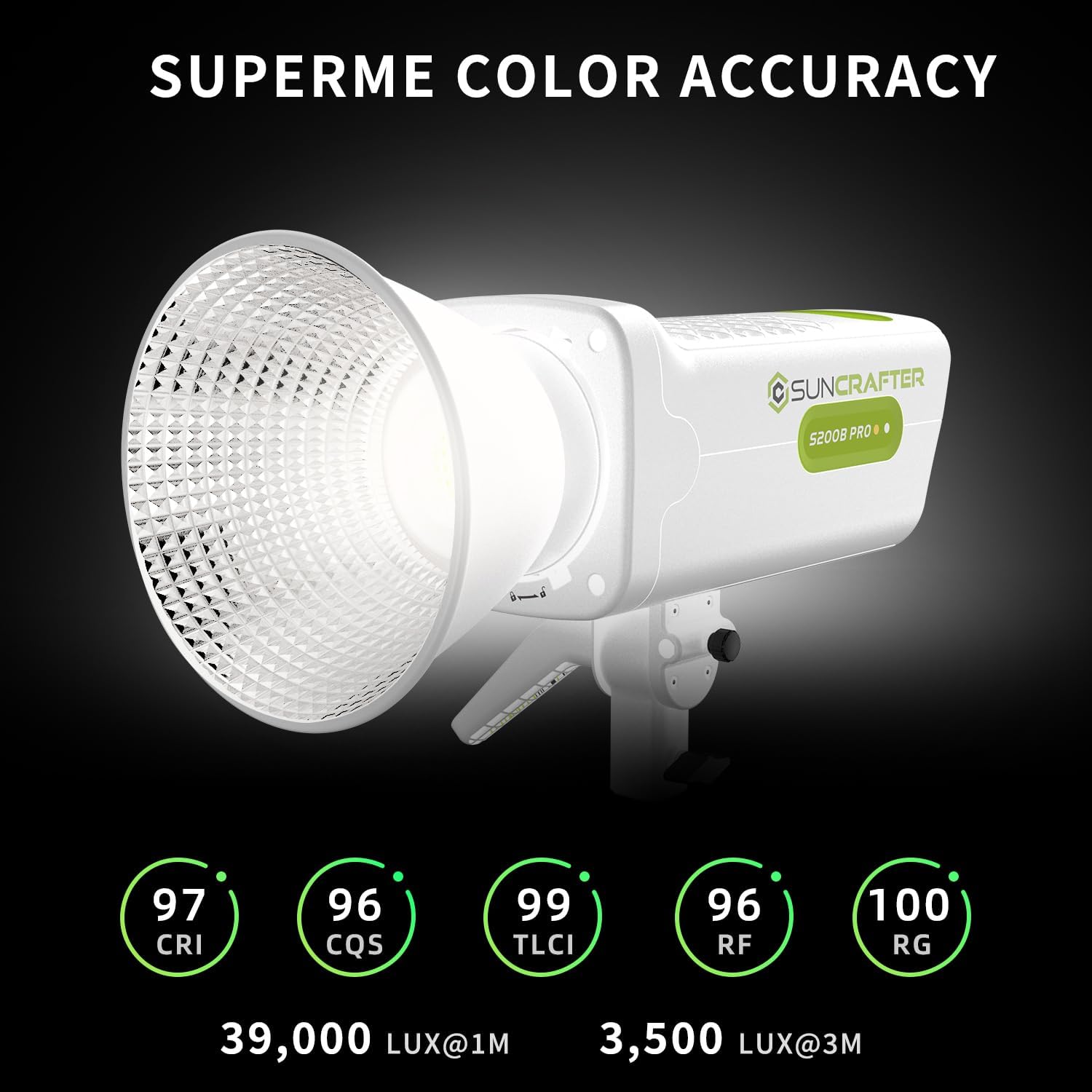 S200BPro 200w 310W Max COB LED Video Light, 2700-6500K Bi-Color Video Lighting with 39,000 Lux@1m and 3,500 Lux@3m, CRI97+ TLCI99+ for Photography Video Recording, Smart App Control