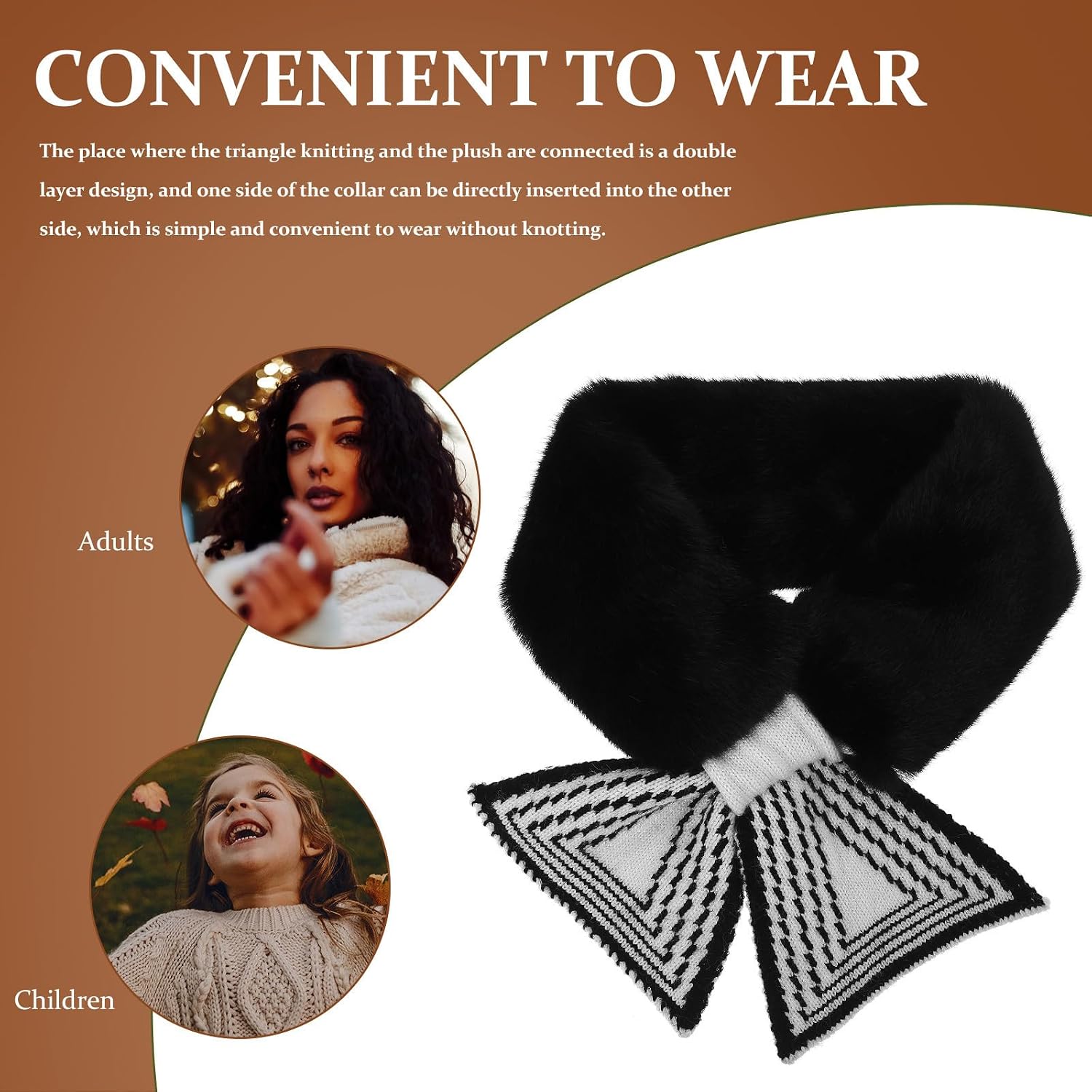 PATKAW Women Plush Knitted Cross Neck Wrap for Running and Climbing image 4
