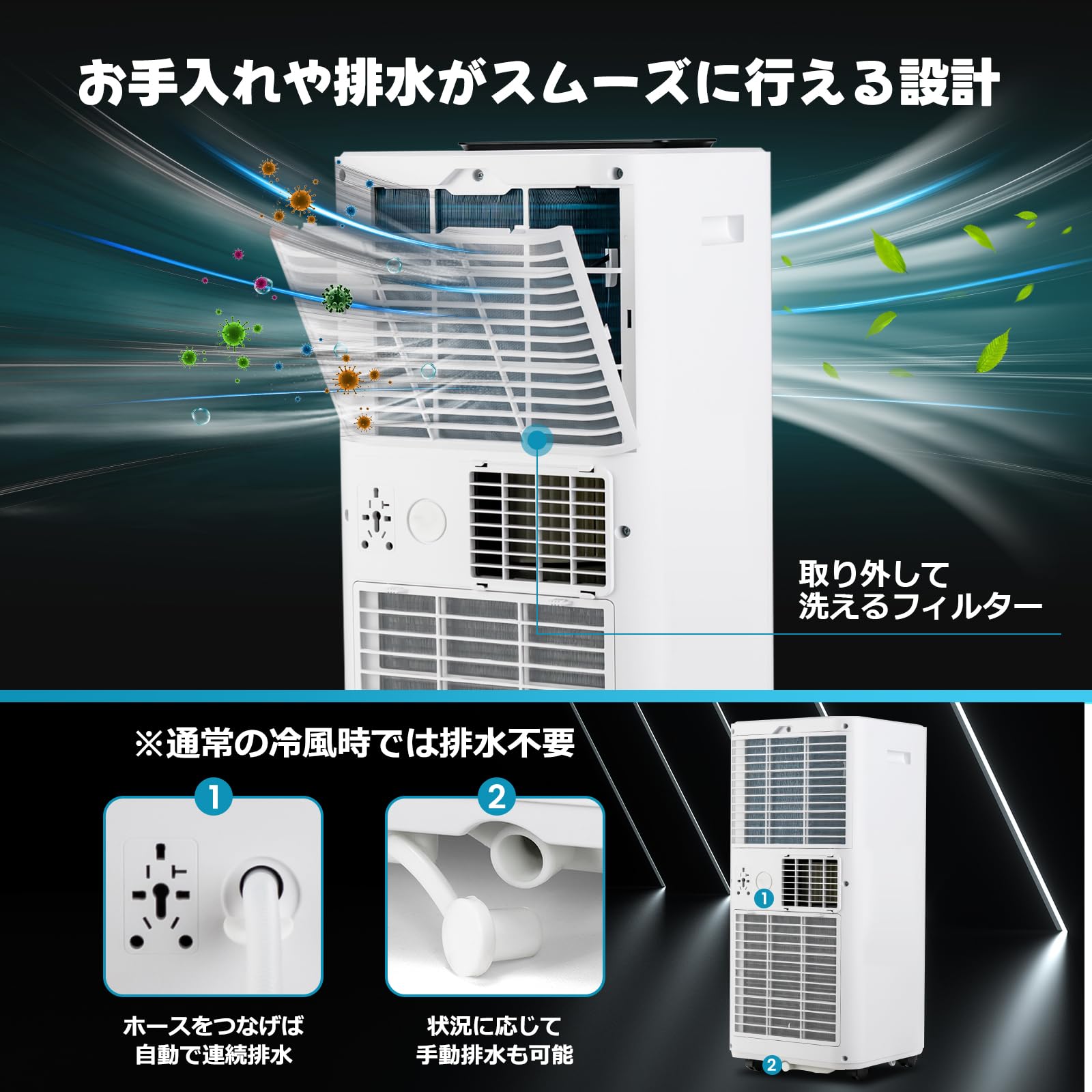 Amazon | Giantex スポットクーラー 家庭用 2.0kW 除湿機能30L/日 6畳
