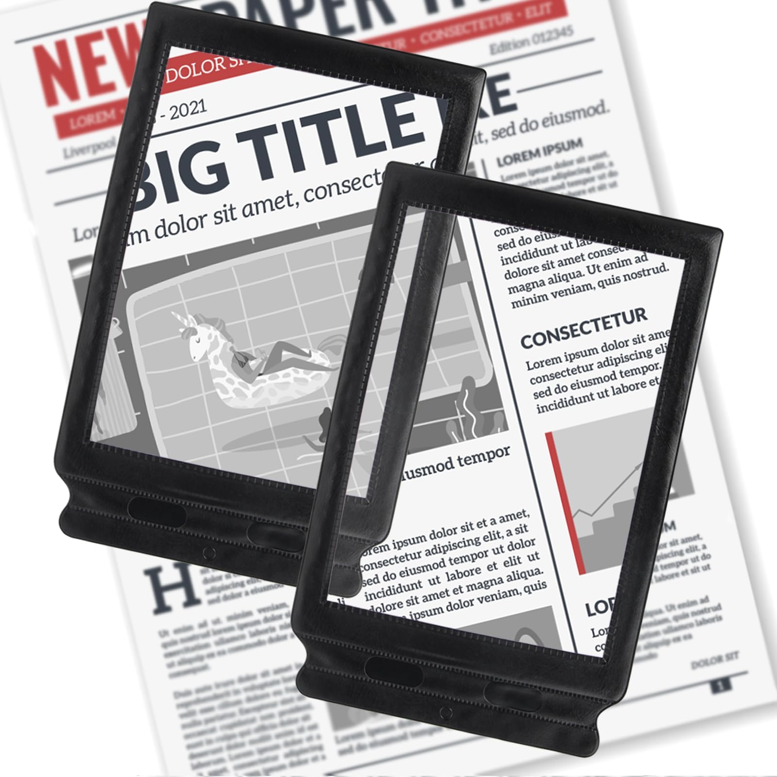 Loupe Pleine Page A4 - Grossissement 3x, PVC, Pour Lecture, Écran, Marque-Page