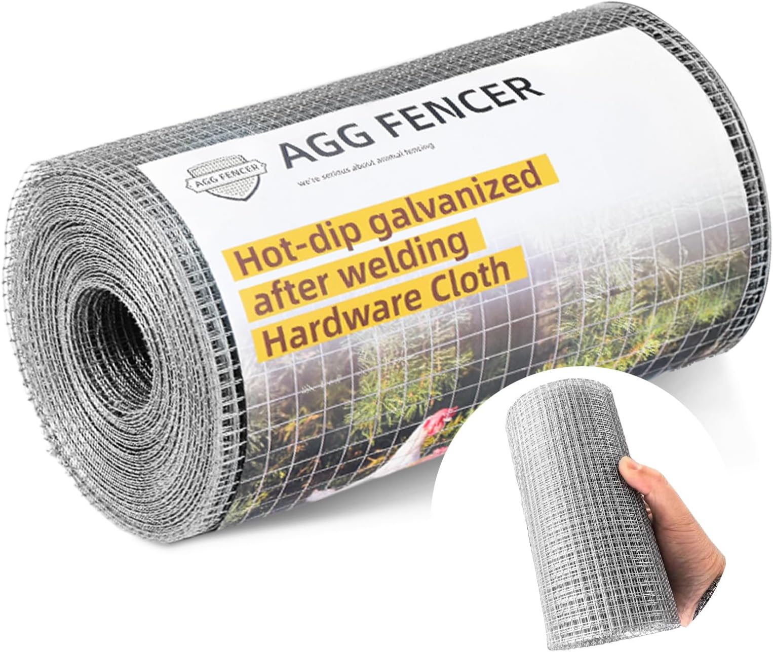 8inch x 25ft Hardware Cloth 1/4 inch Chicken Wire Fencing 23Ga, Hot Dipped Galvanized After Welding Garden Plant Supports Welded Metal Chicken Wire Fence, Poultry Animal Netting Cage Screen