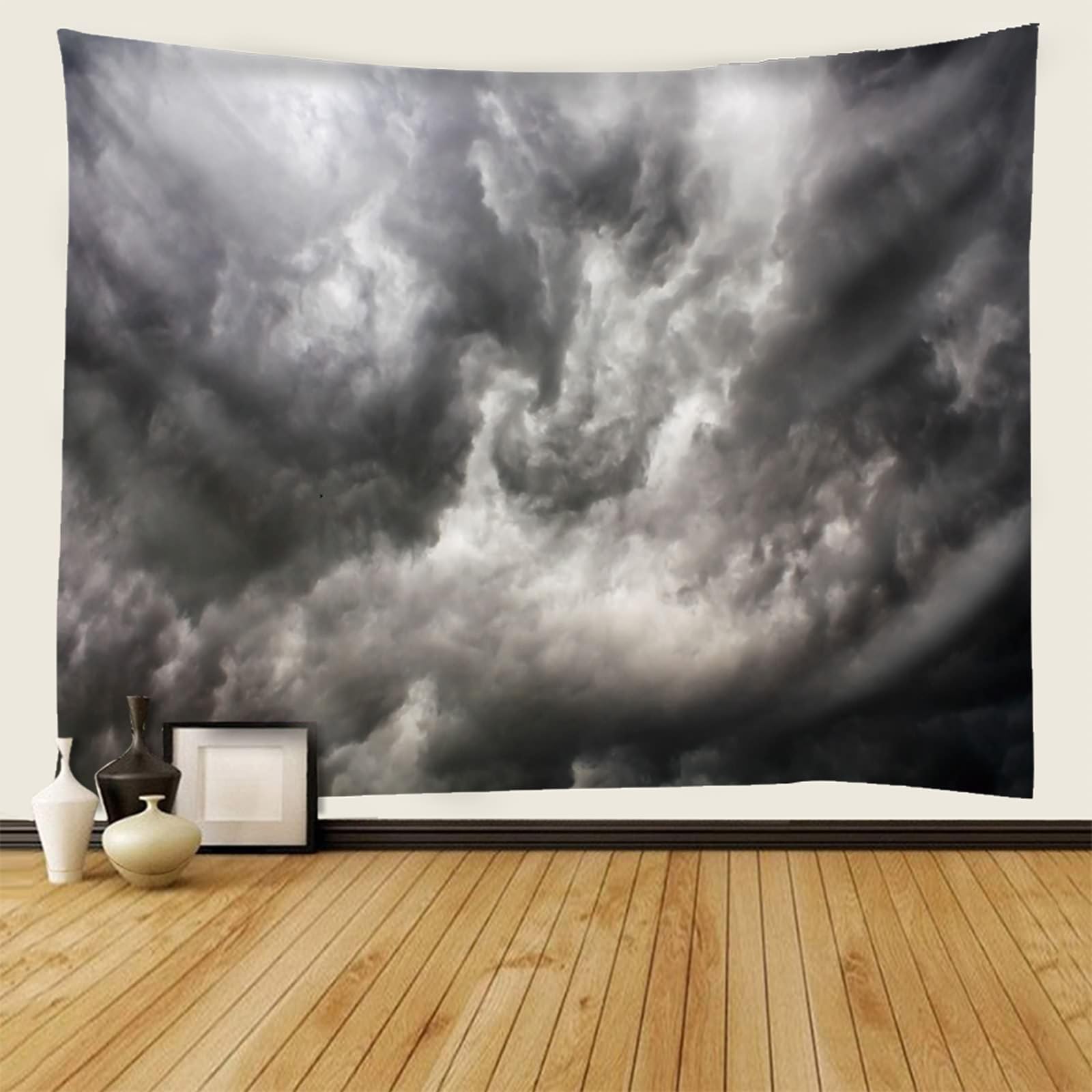 Lirzxin Wandbehang 260x240CM, Wandteppiche Wolken Landschaft Grau Wandtuch Tapisserie für Wohnzimmer Schlafzimmer Wohnheim Wanddeko