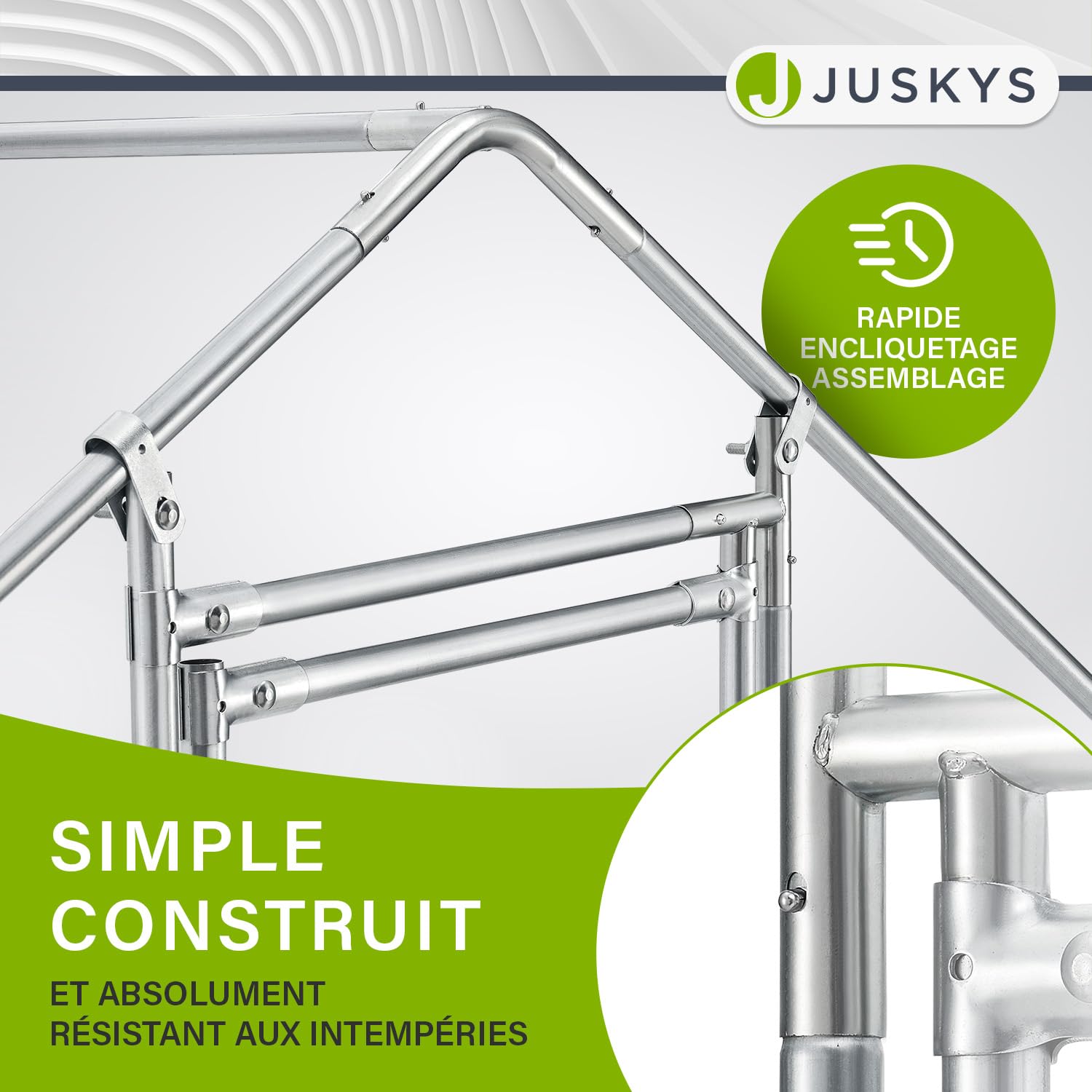 Enclos Juskys 2 x 2 x 2 m — Poulailler en métal Accessible d'une Surface de 4 m² avec Porte et verrou — Enclos pour Poules, Petits Animaux et Plantes