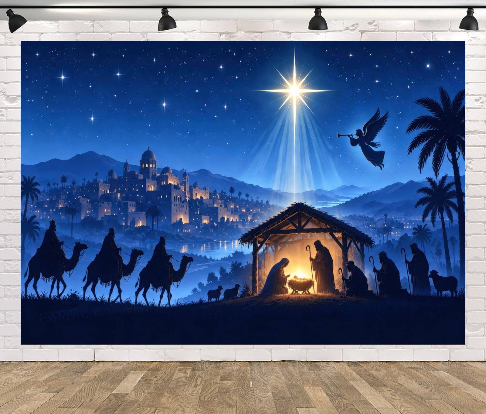 12x8FT (3.6x2.5m) Angelo Sopra Il Presepe Sfondo Fotografico