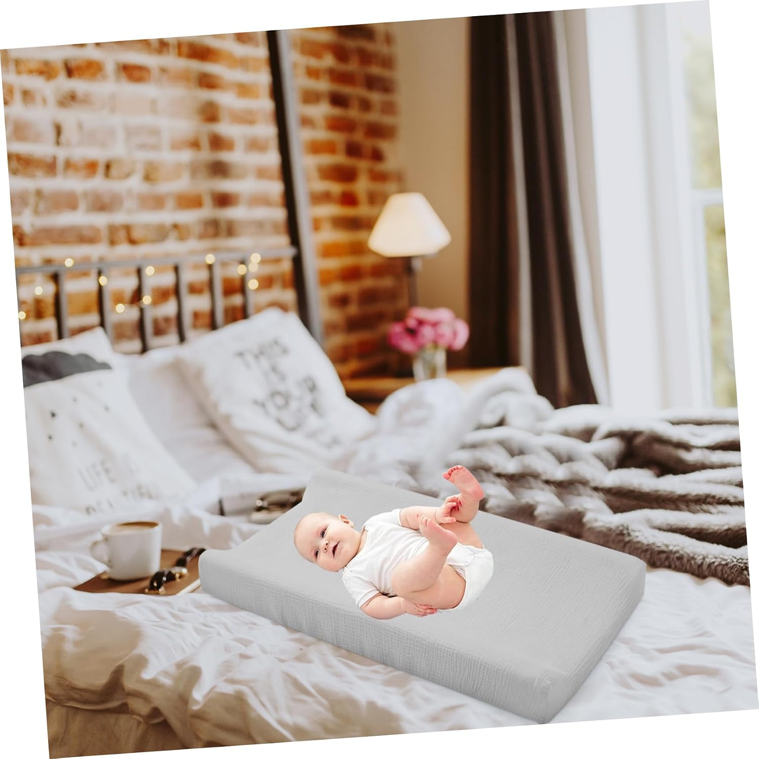 SECFOU 2pcs Elastic Changing Pad Covers Soft Changing Pad for Care Washable and Reusable Table Liners