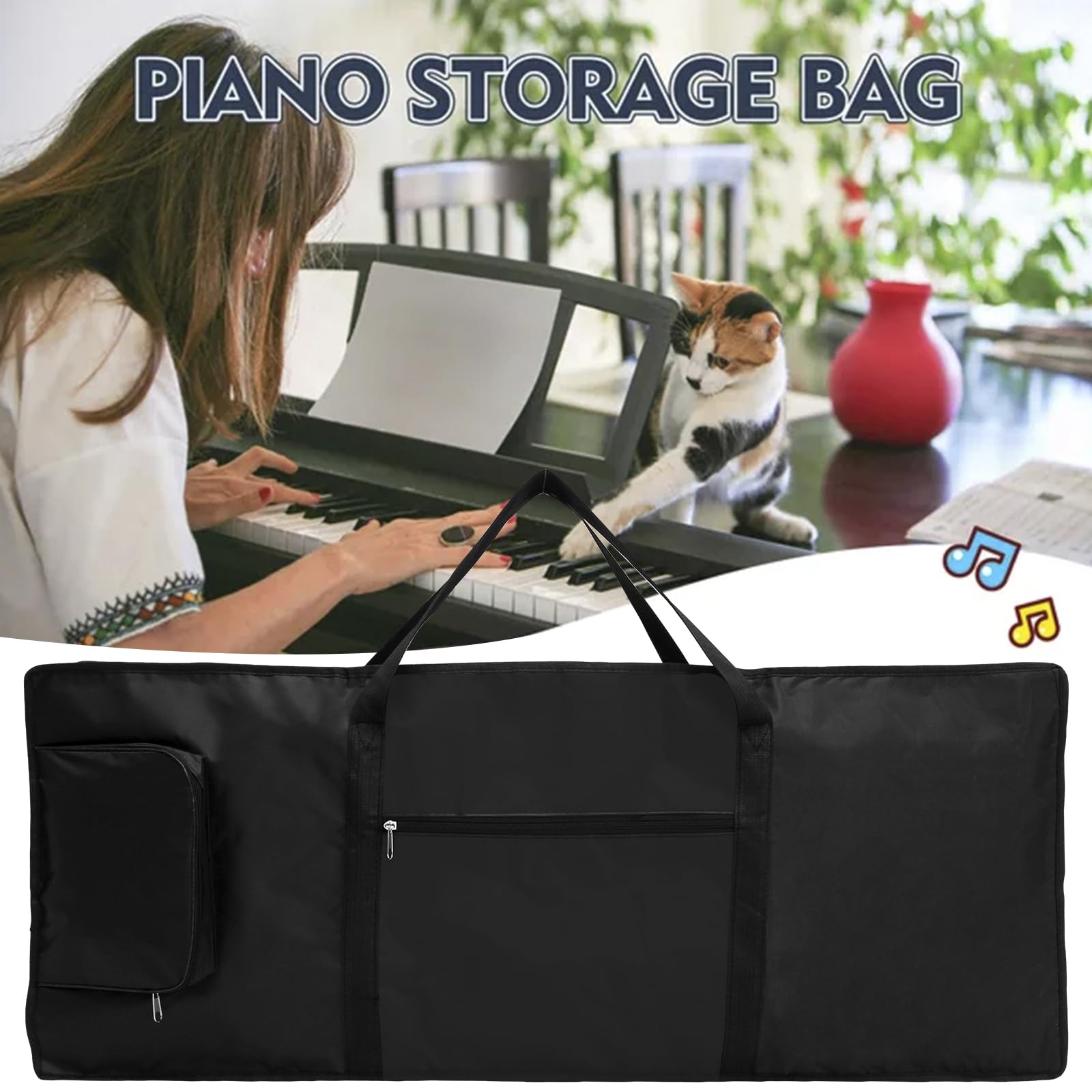 PandaHug Sac de Transport pour Clavier 61 Touches, 100 x 40 x 15 cm, Housse rembourrée avec poignée et bandoulière réglable, Orgue électronique Portable, étanche, Anti-Choc, Tissu Oxford 420D pour