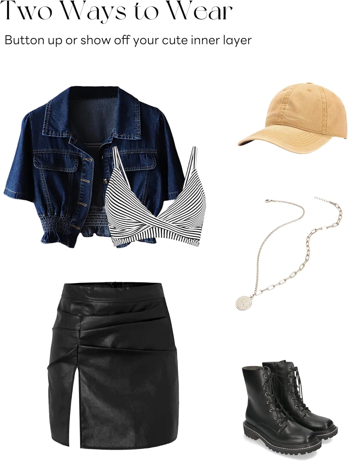 Omoone Women's Short Sleeve Denim Shirt Peplum Ruffle Hem Denim Crop Top Jackets Cowgirl Outfits - Image 4