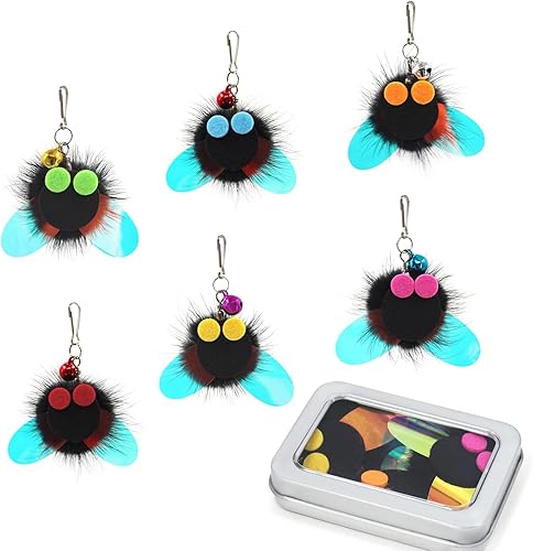 Miniatura 8 de SONGWAY Varita de juguete de repuesto para gatos, 8 piezas de juguetes de insectos para gatos, recambios de juguete de plumas de gato, accesorios de