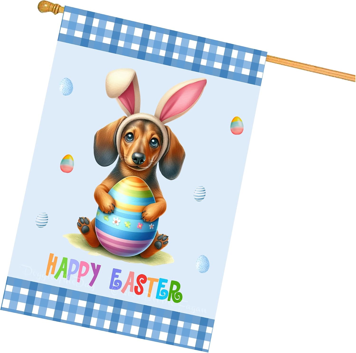 Bull Terrier Easter Day Dog House Flags for Home Decorations - Double Sided Yard Lawn Easter Festival Decorative Gift - Holiday Cats Flag Decor 28"w x 40"h