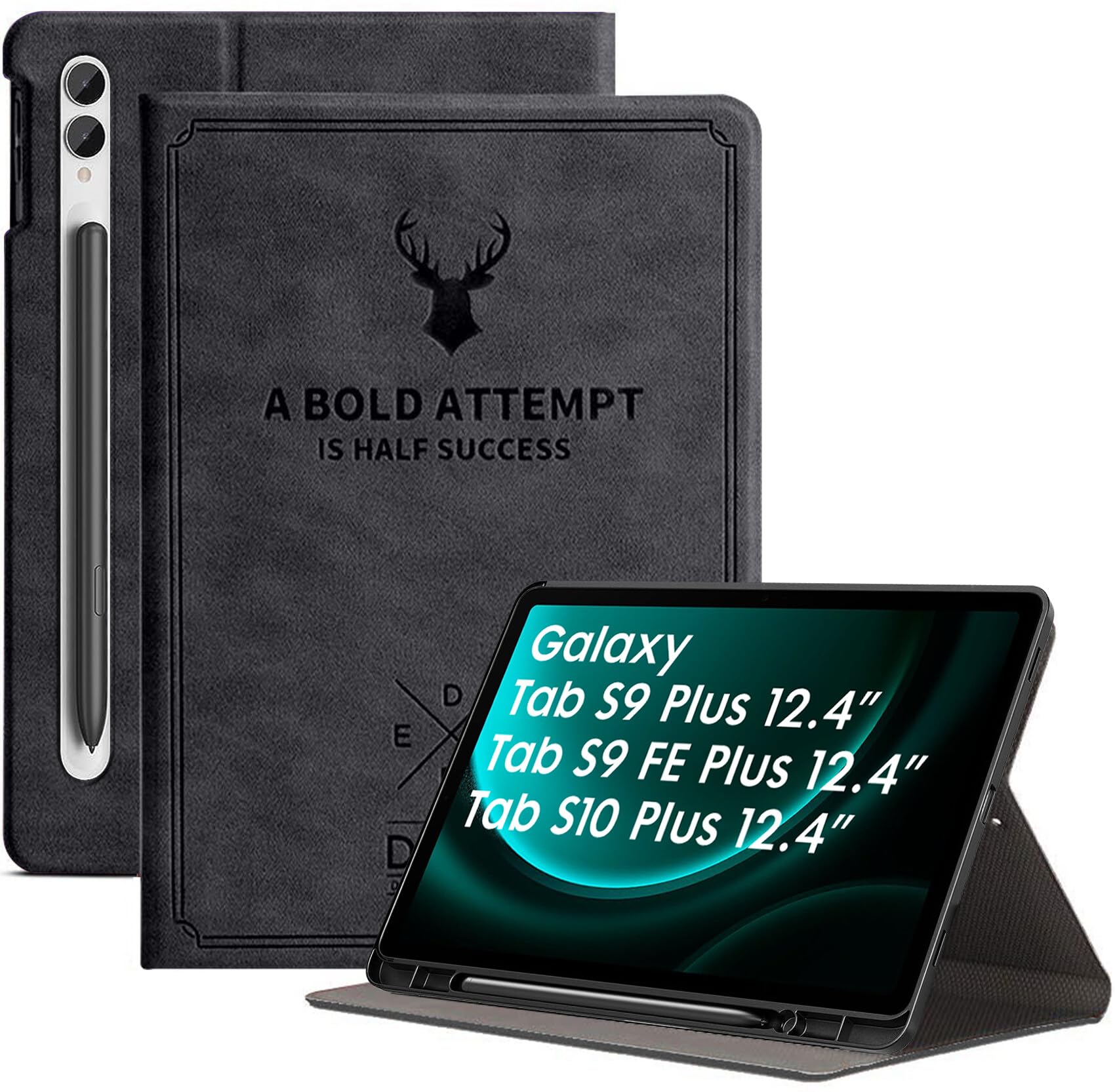 Robustrion Cover for Samsung Tab S10 Plus / S9 FE Plus / S9 Plus Case 12.4" Deer Flip Case with [S Pen Holder] for Samsung Galaxy Tab S10+ /S9+ /Tab S9 FE+ Tablet Cover [Auto Sleep/Wake] - Black (B0CHW15FVK) Amazon Price History, Amazon Price Tracker