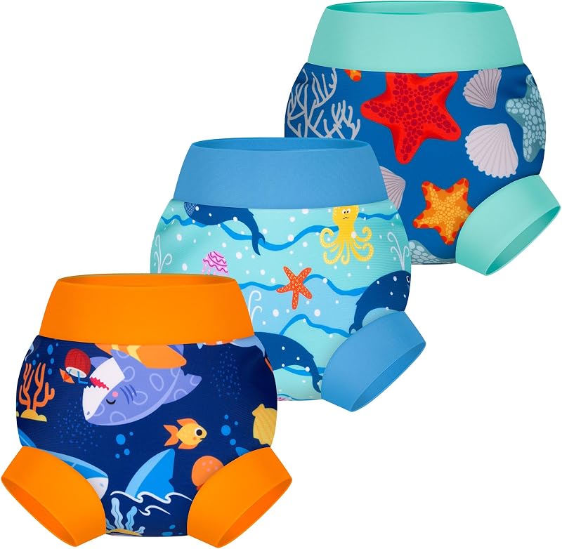 BIG ELEPHANT Pannolini da Nuoto per Bambini 46 Pezzi – Riutilizzabili, Regolabili e Lavabili Costume da Bagno per Neonati e Bambini