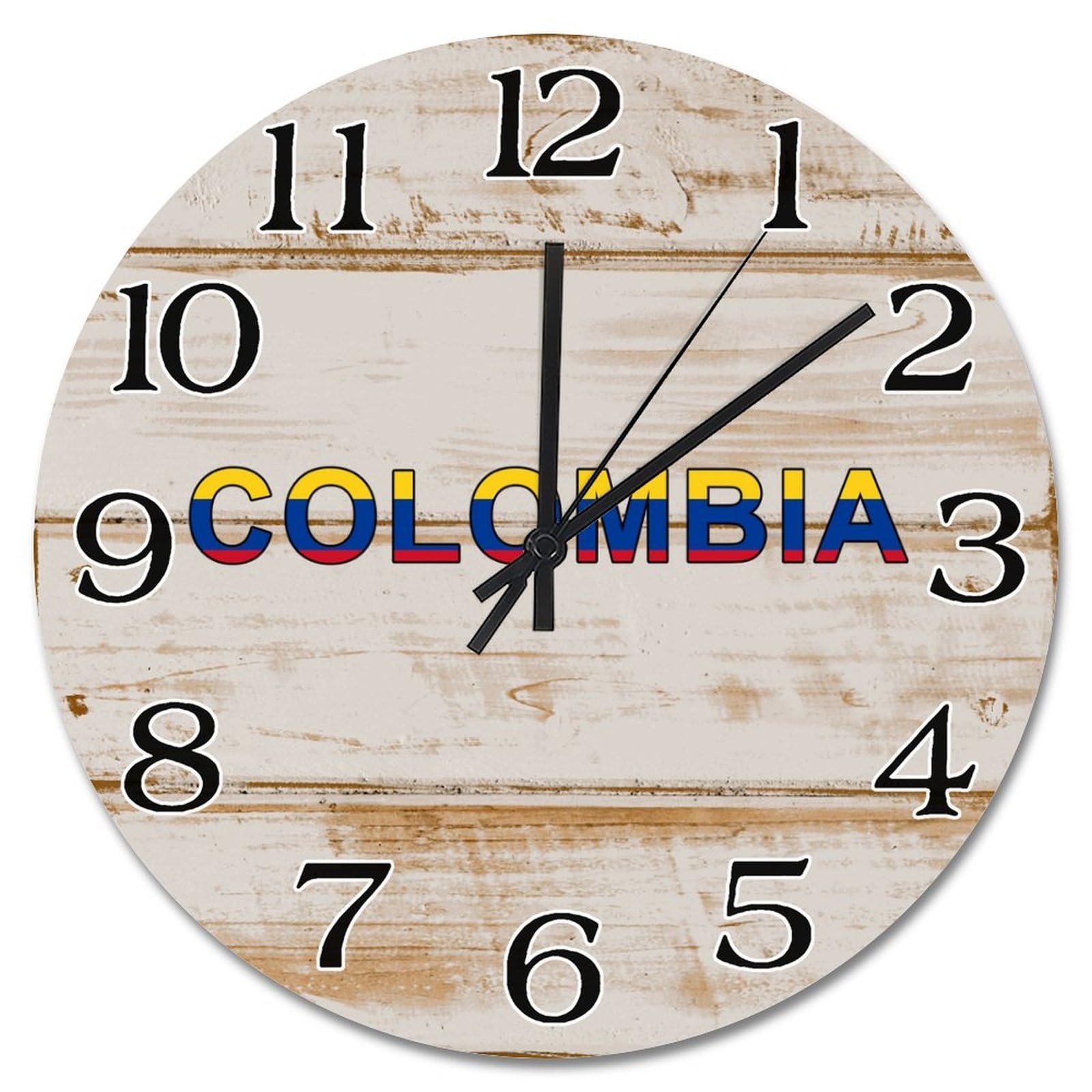 Horloge murale Colombie ronde de 38 cm pour une décoration de salon originale