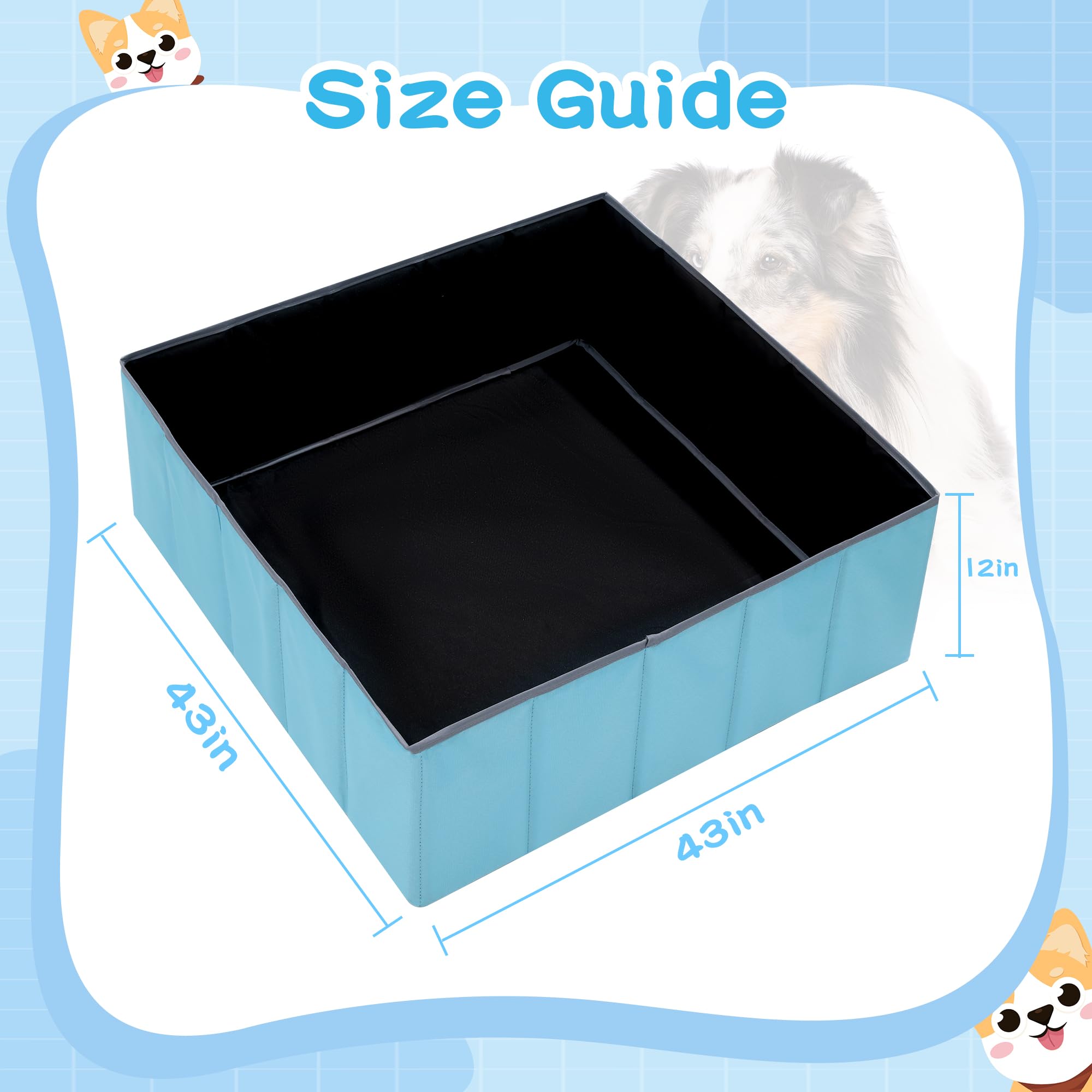 BALAPET Boîte de Mise Bas pour Chiens et Chiots, Parc de Mise Bas Pliable et Portable, Parc pour Chiot (Noir, carré, 94 x 94 x 30,5 cm)