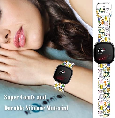 Miniatura 5 de Pikacu - Bandas de anime de tortuga marina compatibles con Fitbit Sense/Sense 2/Versa 3/Versa 4, correa deportiva de silicona suave y elegante,