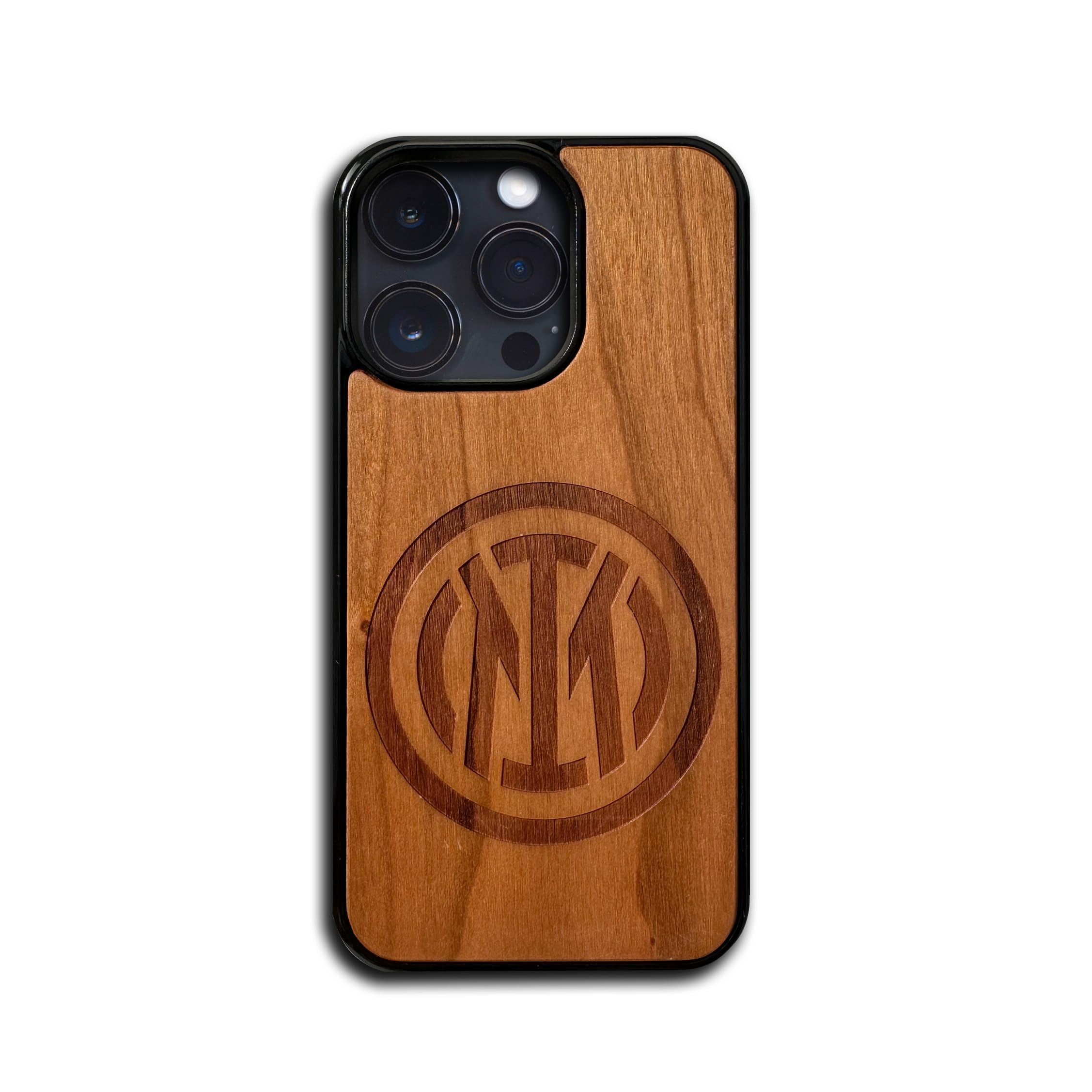 Iconic Puzzles, Inter Cover Ufficiale in Legno 100% sostenibile, compatibile con iPhone 15 Pro, Resistente, Idea Regalo