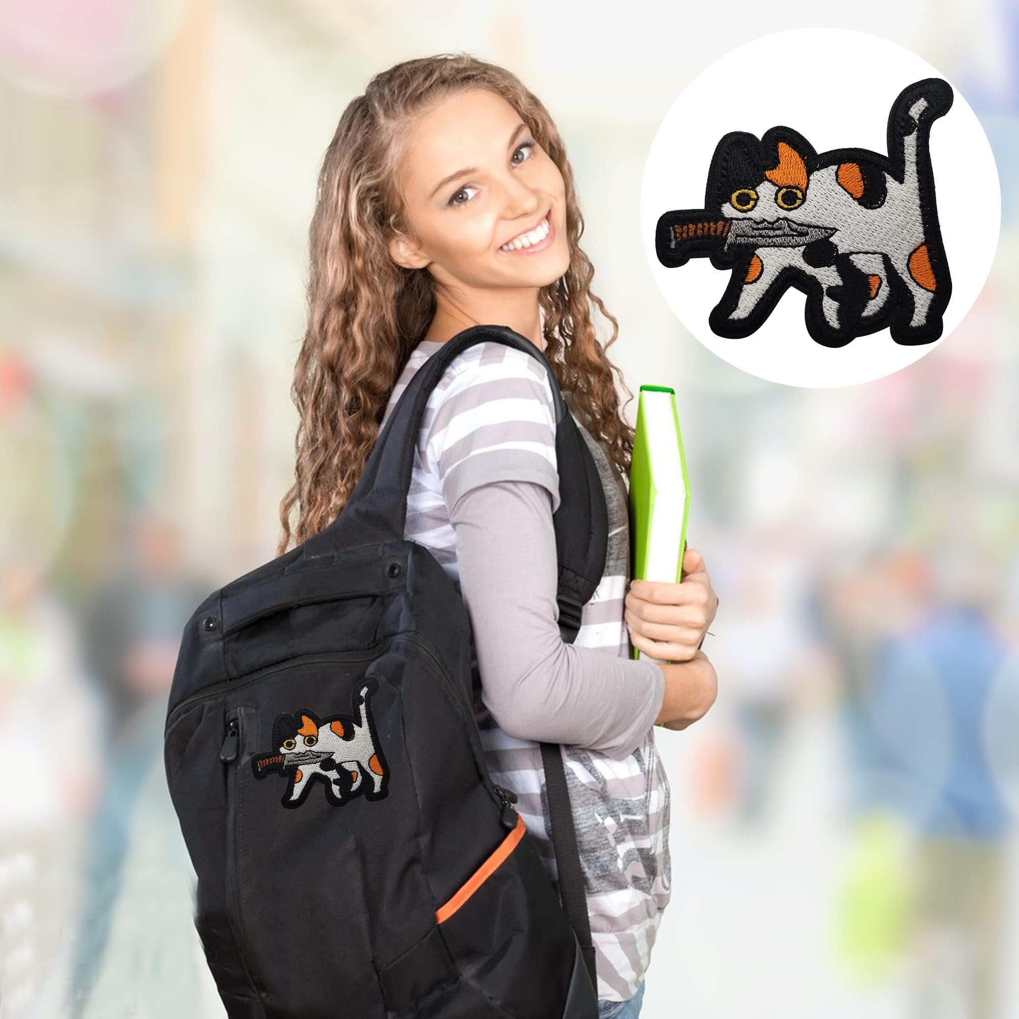 Lustiger Katzen Patch - Schwarze Katze Mit Pistole Klettaufnäher