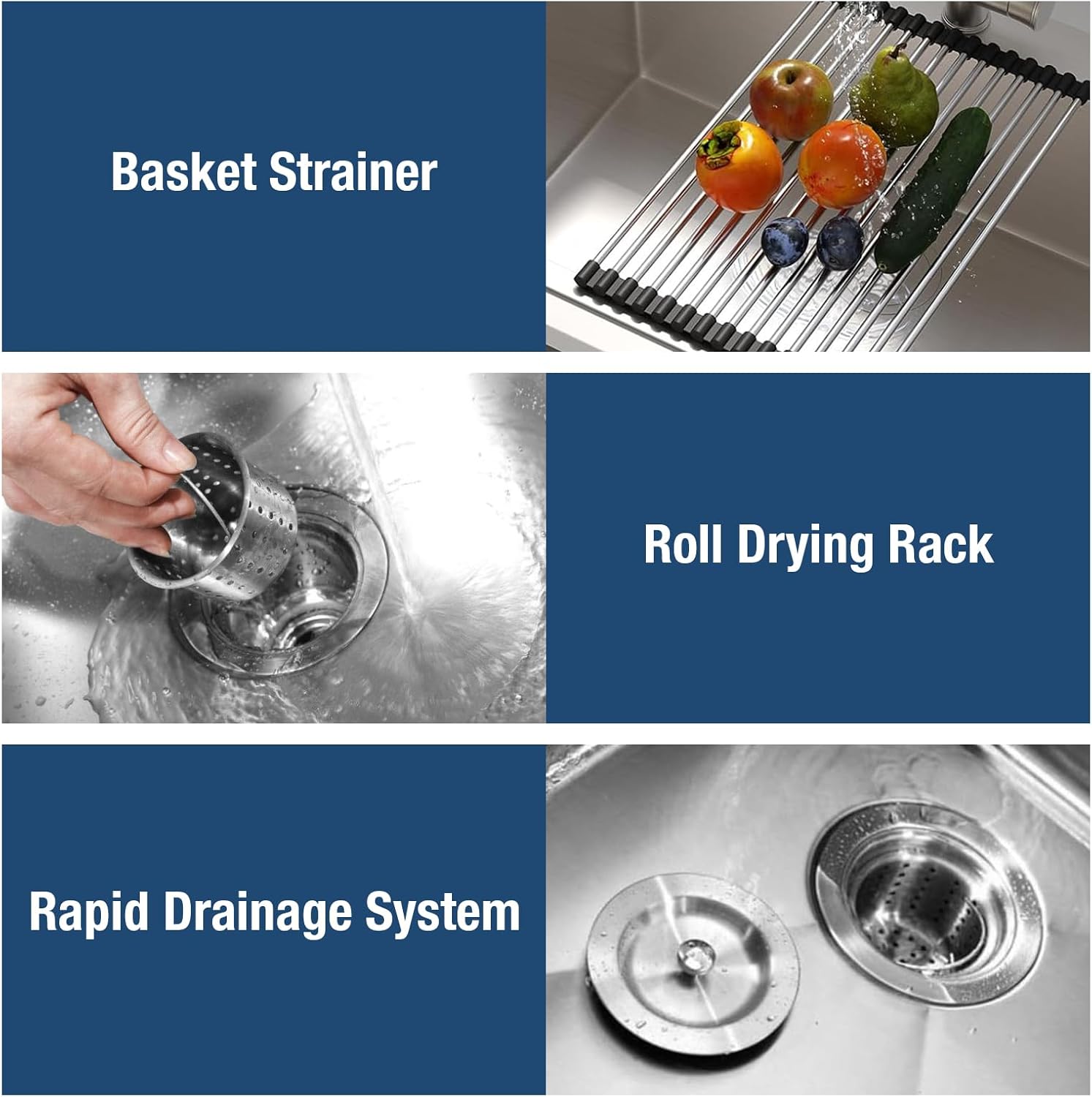 25x22 Inch Drop In Kitchen Sink, 20 Gauge 304 Stainless Steel Single Bowl Top Mount Sinks, Brushed Nickel Handmade Round Corner 25"x22"x9"